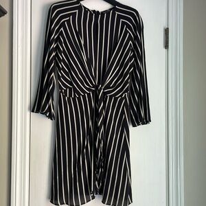 NWT Top shop Black & Cream Striped Tie Front Dress